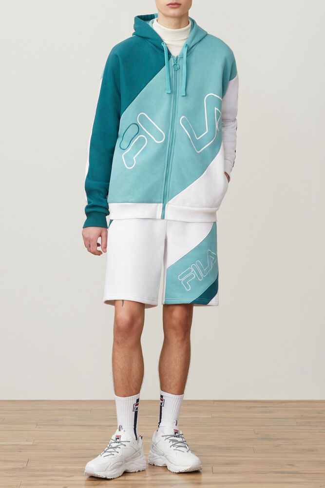 Fila Hoodie Mens Turquoise - Lazaro - Philippines 2075439-WR